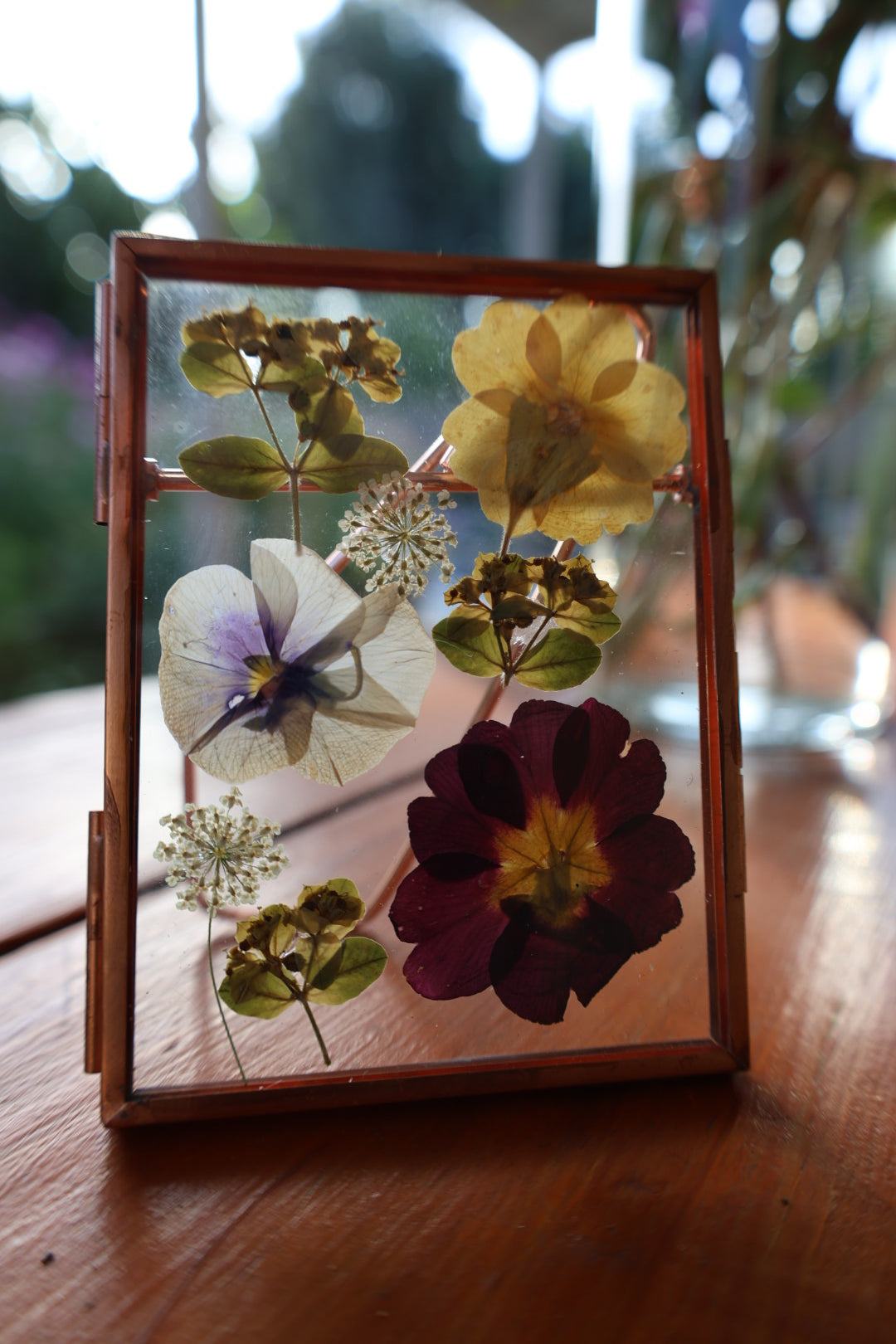 Pressed Flowers in Frame, Rose Gold, 3”x4”