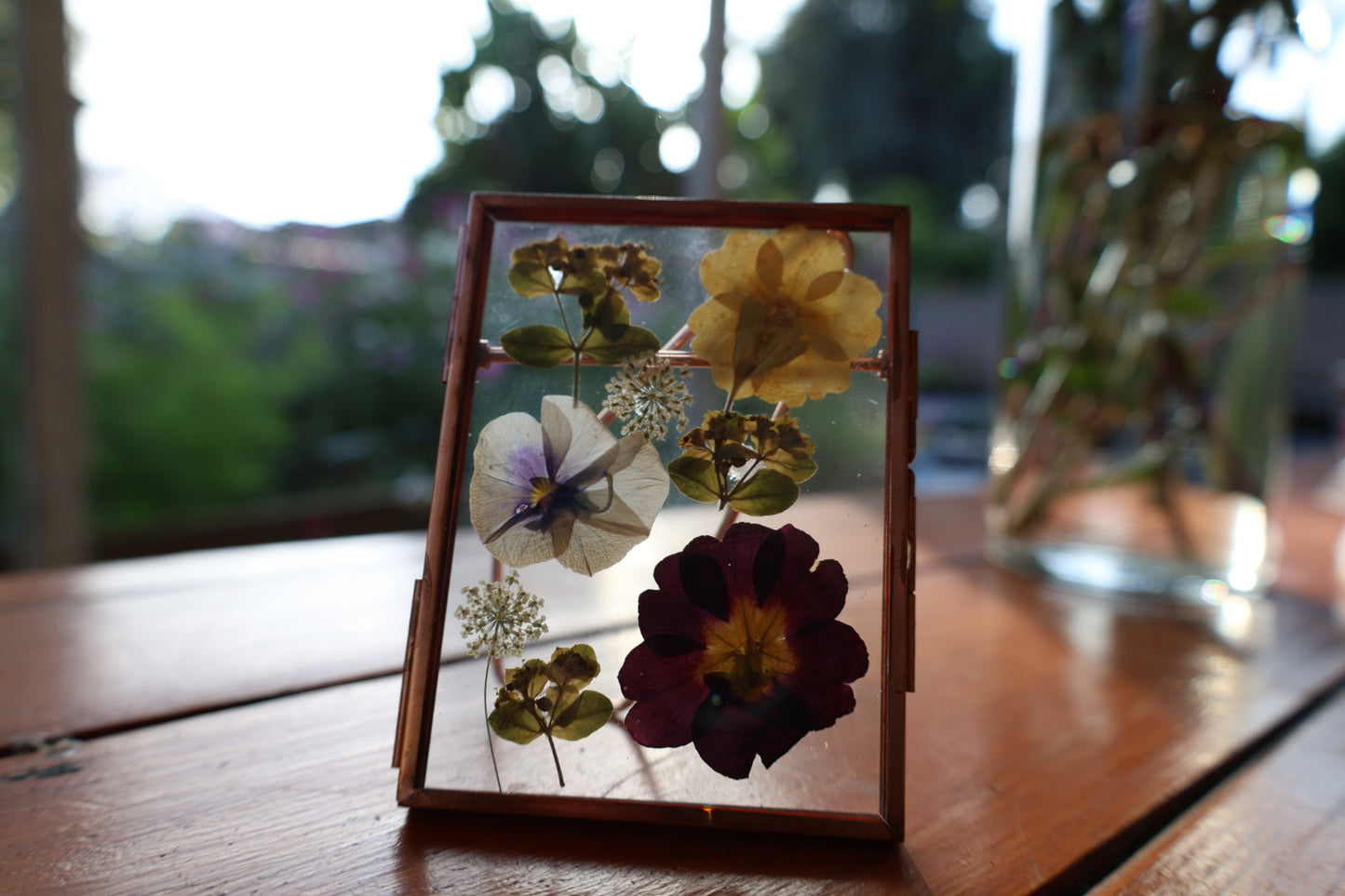 Pressed Flowers in Frame, Rose Gold, 3”x4”