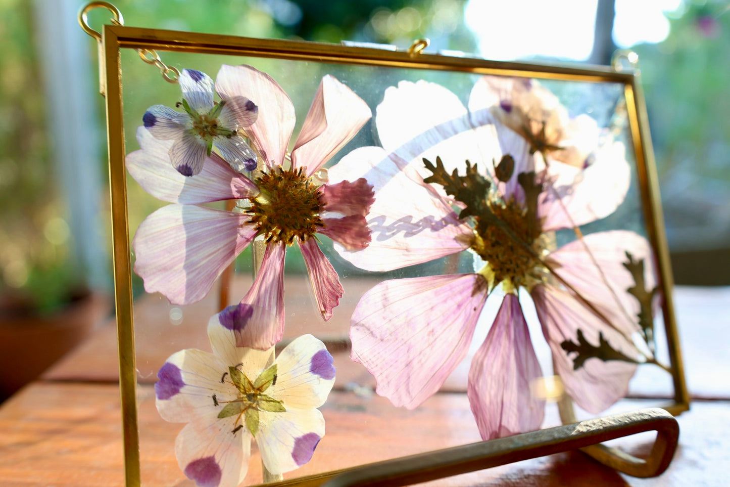 Pressed Flower Art in Gold Frame, 4”x6”