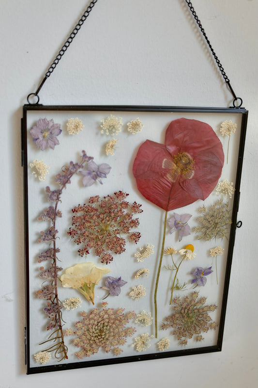 Large Pressed Flower Frame in Black Frame, 8x10
