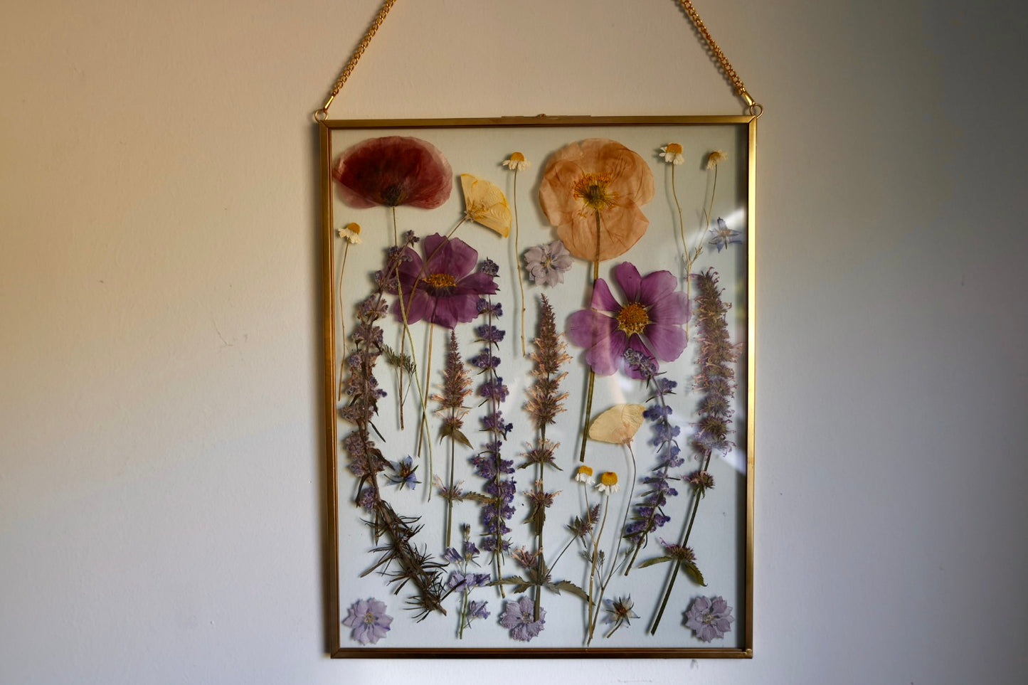 Pressed Flower Frame with Real Flowers, Rose Gold, 8.5x11