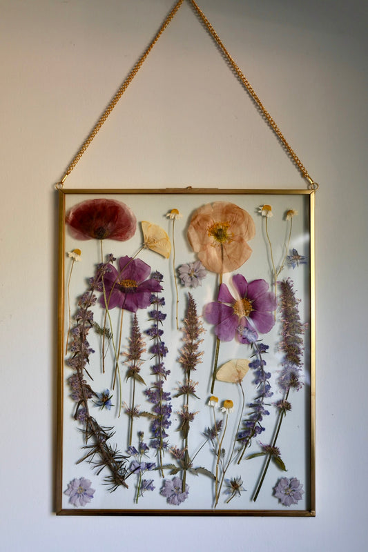 Pressed Flower Frame with Real Flowers, Rose Gold, 8.5x11