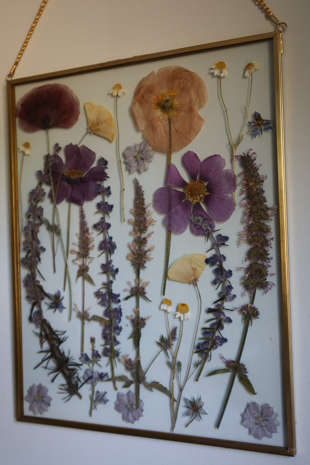 Pressed Flower Frame with Real Flowers, Rose Gold, 8.5x11