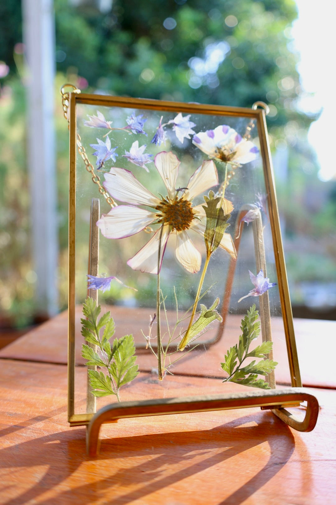 Pressed Flowers in Gold Frame, 4”x6”