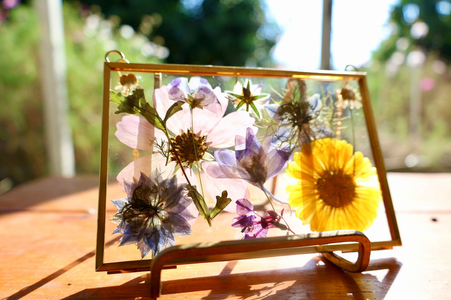 Pressed Flower Art in Gold Frame, 4”x6”