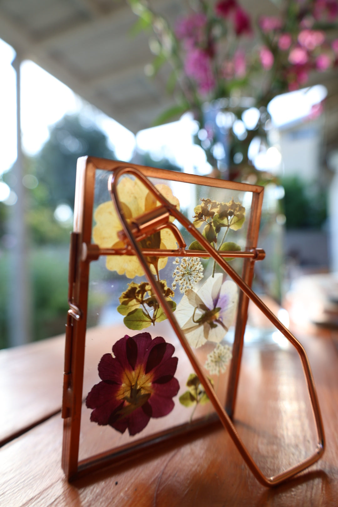Pressed Flowers in Frame, Rose Gold, 3”x4”