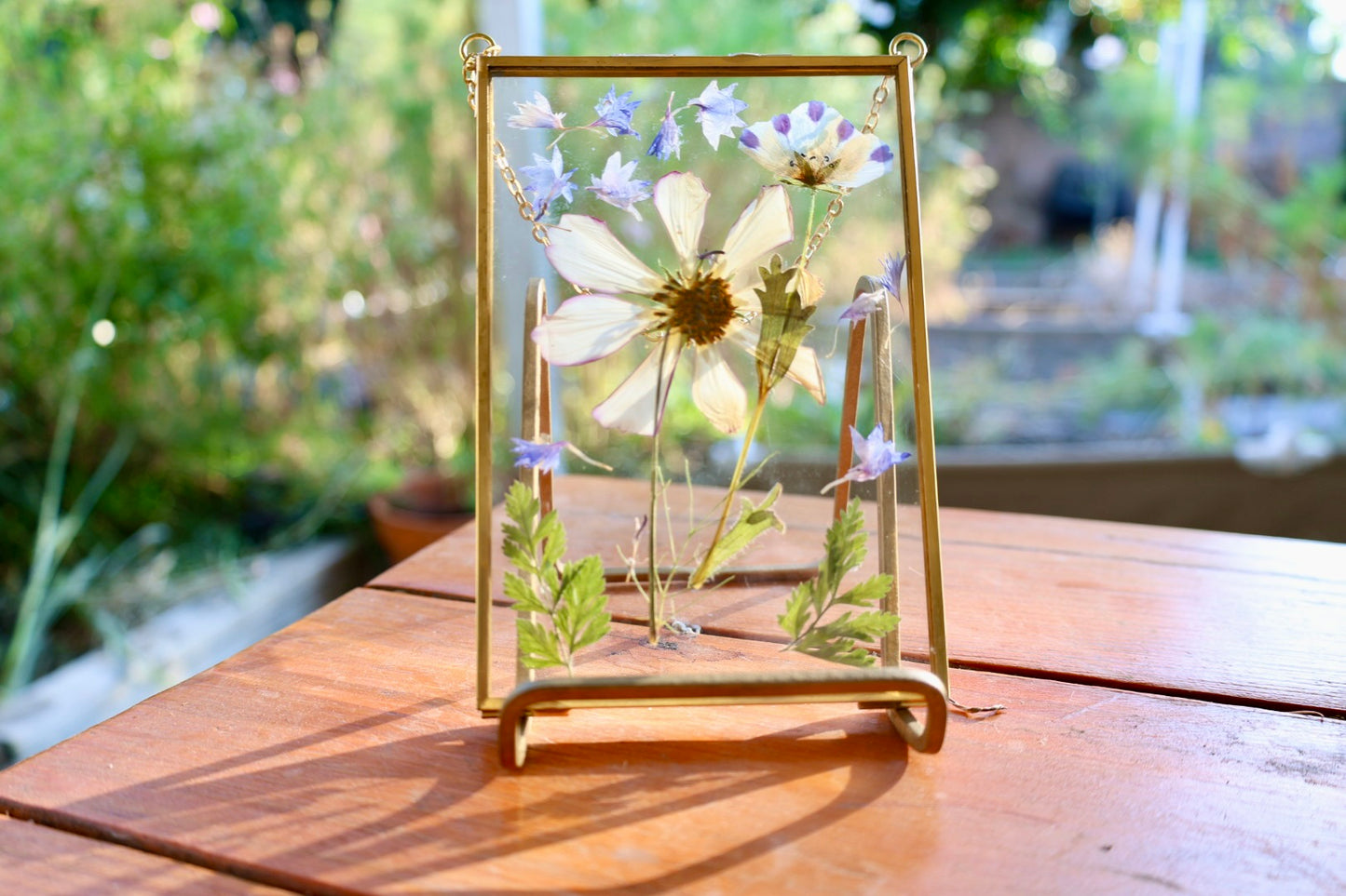 Pressed Flowers in Gold Frame, 4”x6”