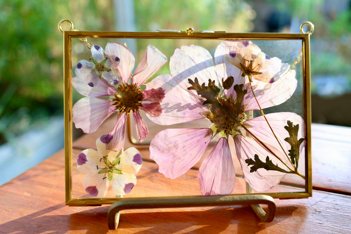 Pressed Flower Art in Gold Frame, 4”x6”