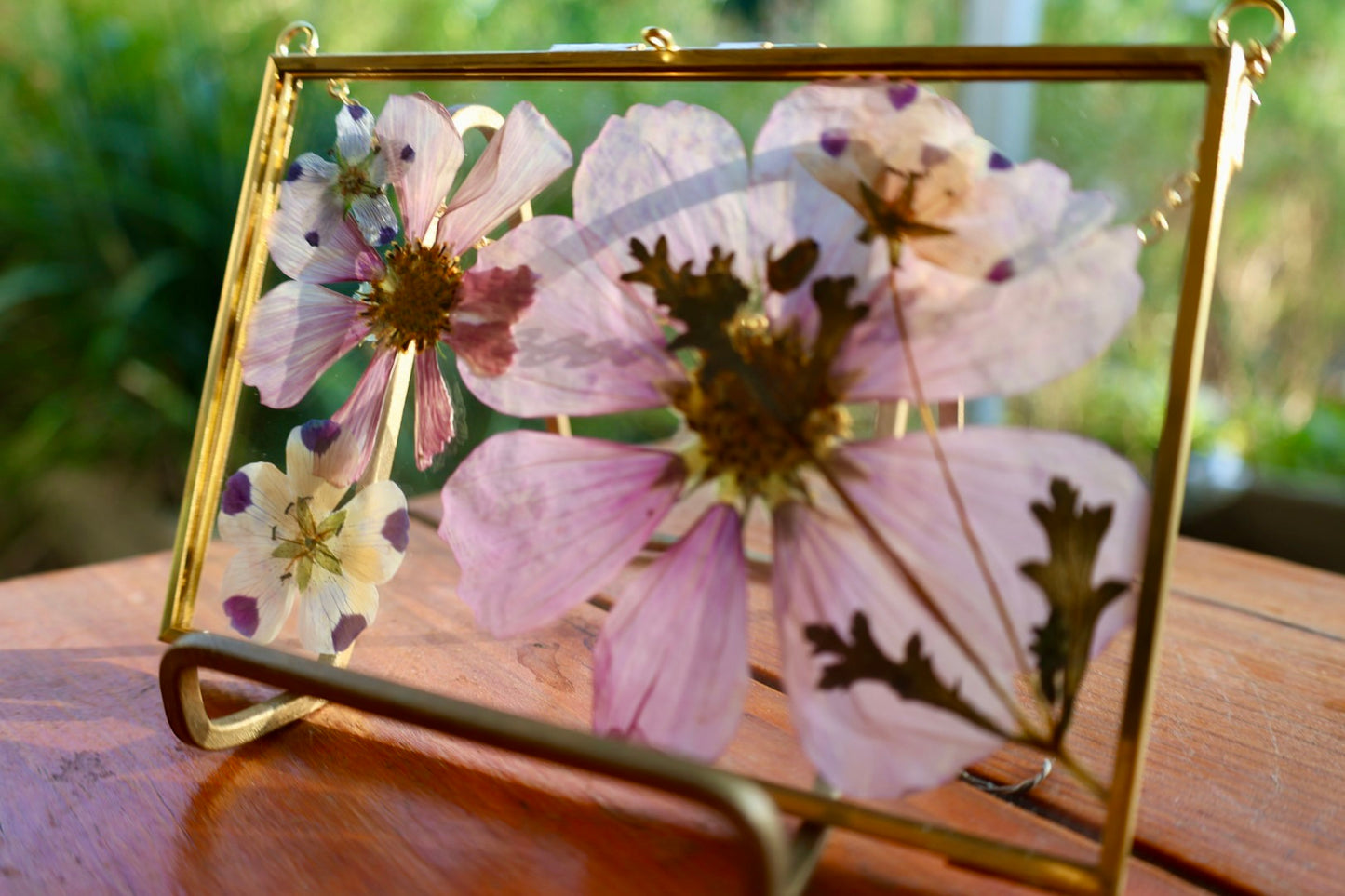 Pressed Flower Art in Gold Frame, 4”x6”