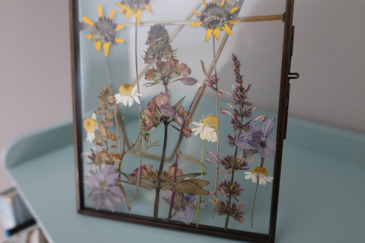 Pressed Flowers in Antique Brass Frame, 5 in. x 7 in.
