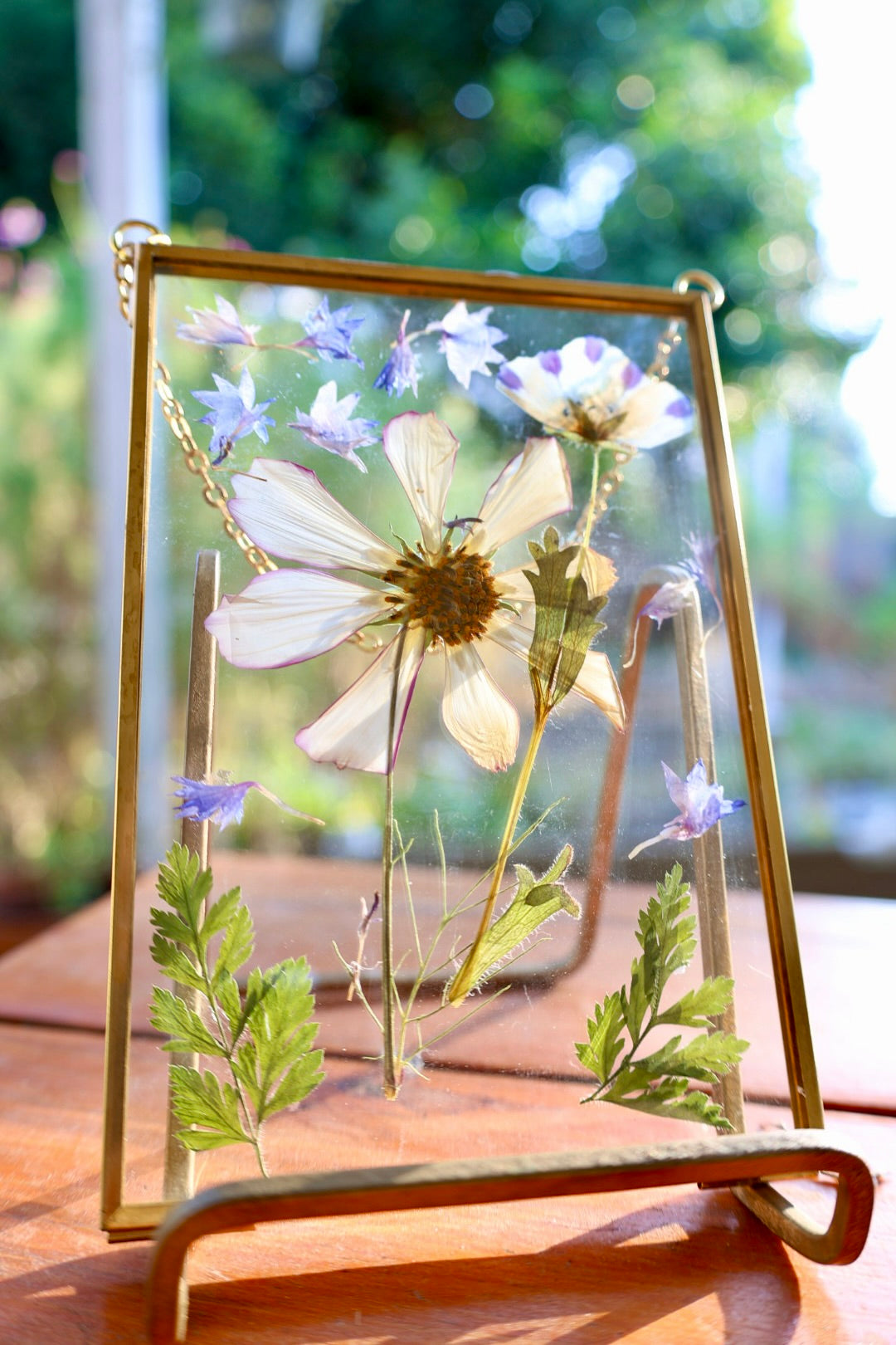 Pressed Flowers in Gold Frame, 4”x6”