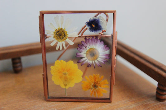 Real Pressed Flowers, Rose Gold Frame, 3"x4"