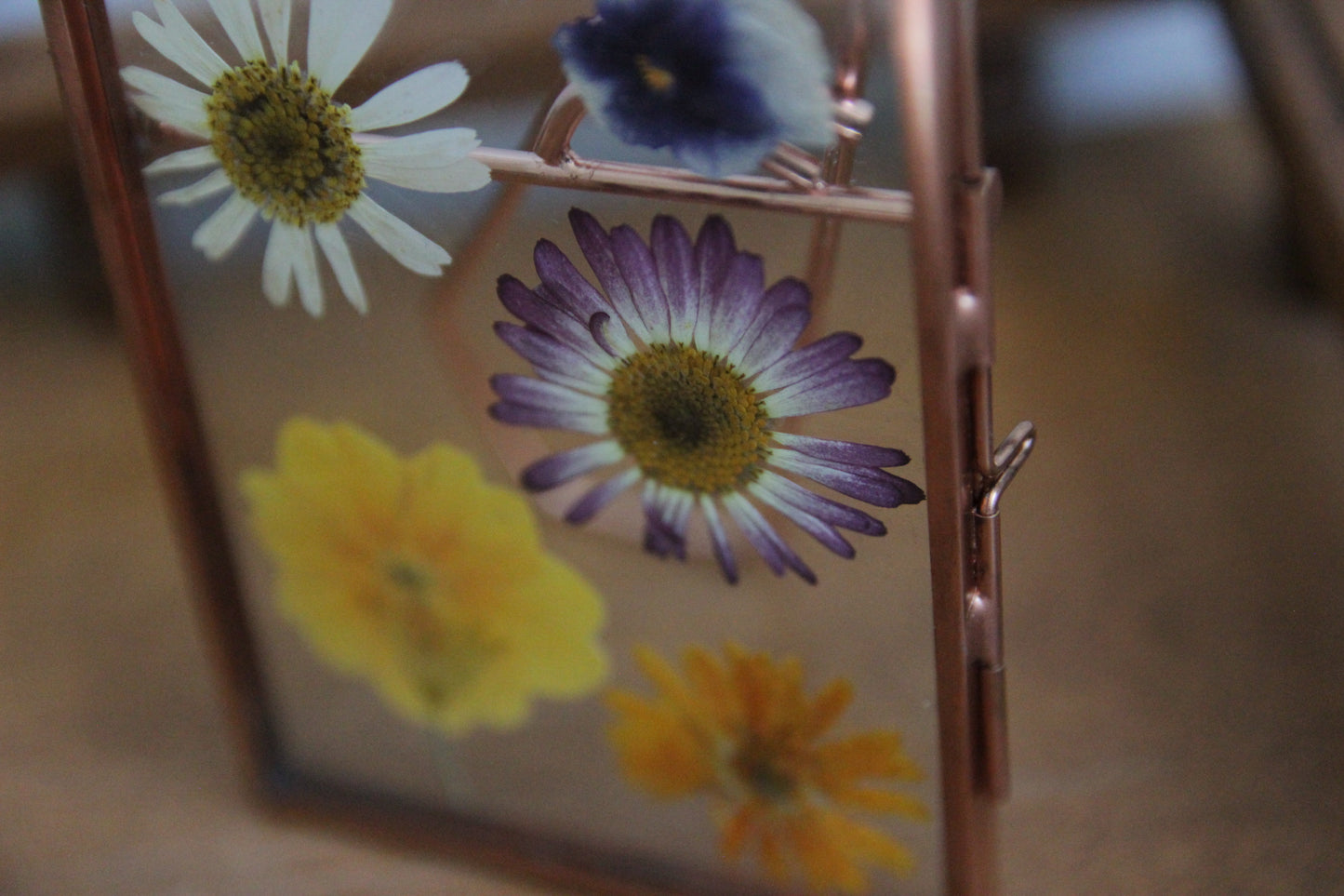 Real Pressed Flowers, Rose Gold Frame, 3"x4"