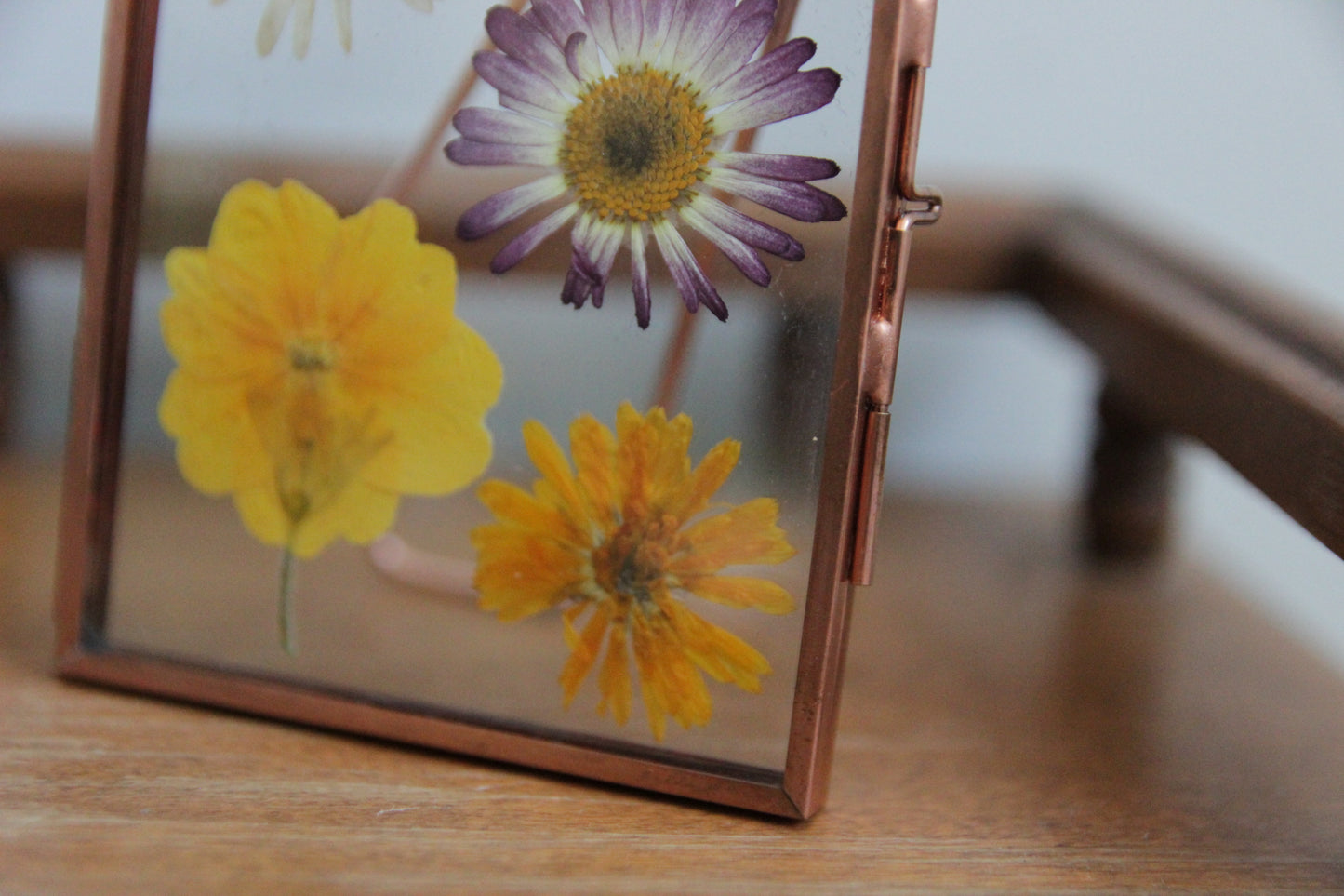 Real Pressed Flowers, Rose Gold Frame, 3"x4"
