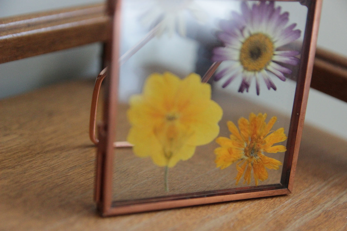 Real Pressed Flowers, Rose Gold Frame, 3"x4"