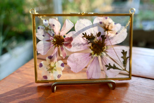 Pressed Flower Art in Gold Frame, 4”x6”