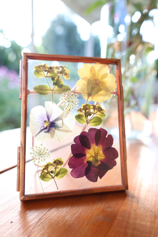 Pressed Flowers in Frame, Rose Gold, 3”x4”