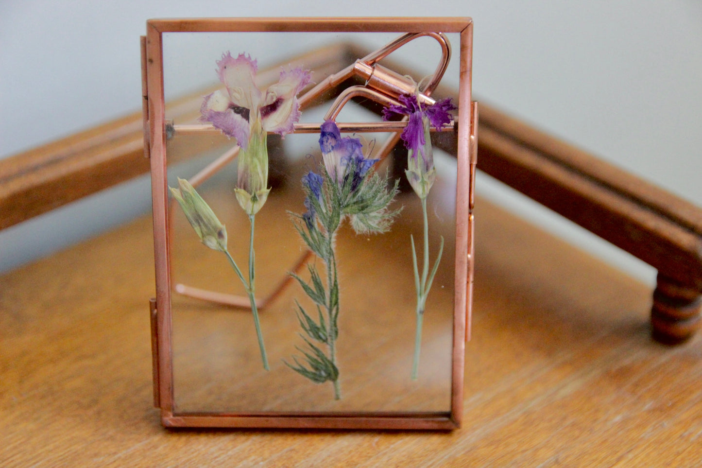 Pressed Flowers with Real Flowers in Rose Gold Frame, 3"x4"