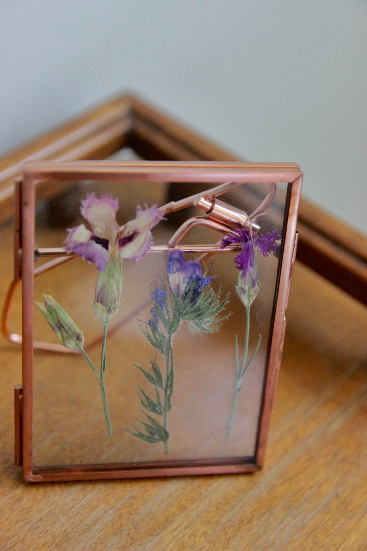 Pressed Flowers with Real Flowers in Rose Gold Frame, 3"x4"