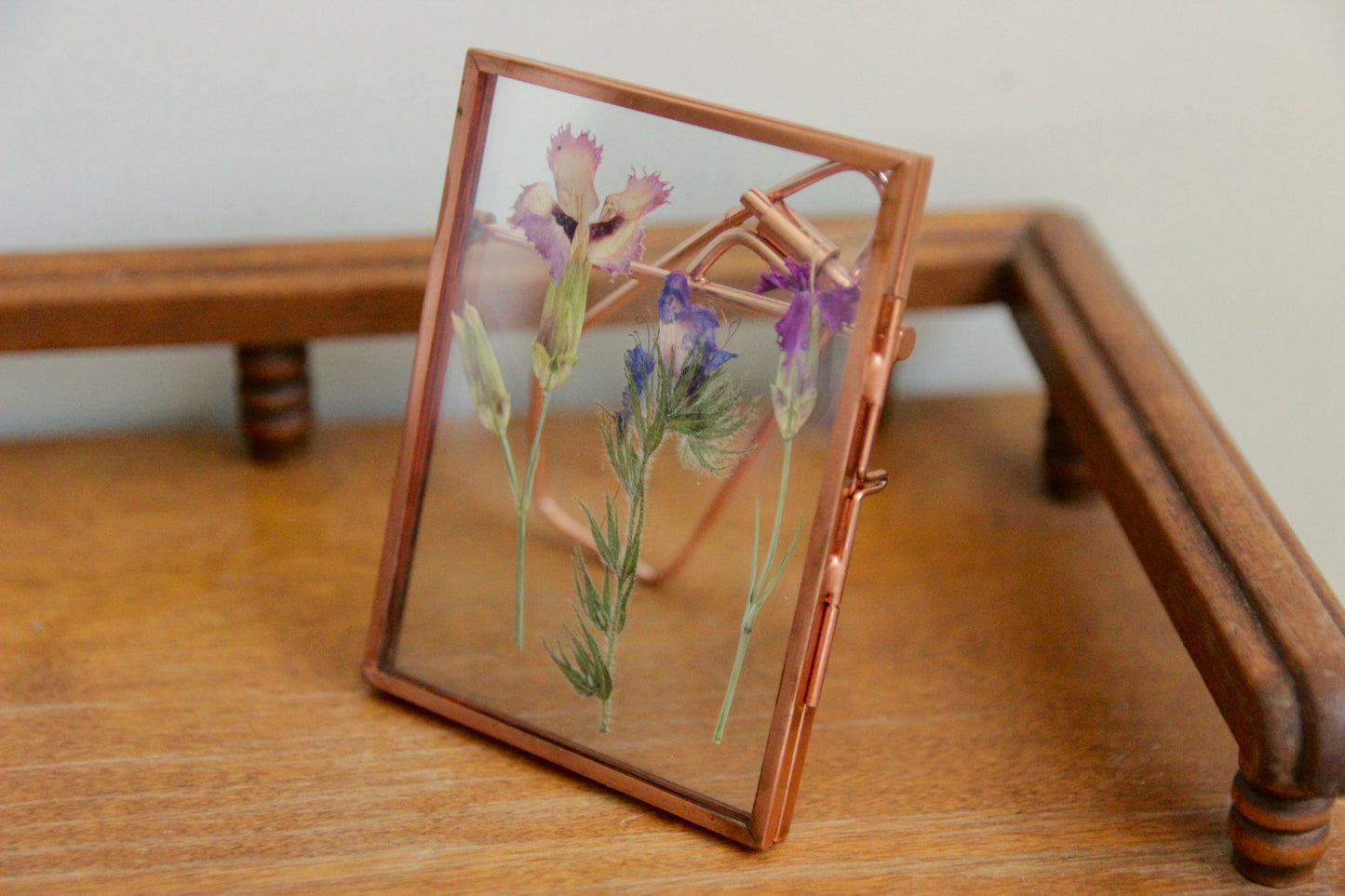 Pressed Flowers with Real Flowers in Rose Gold Frame, 3"x4"