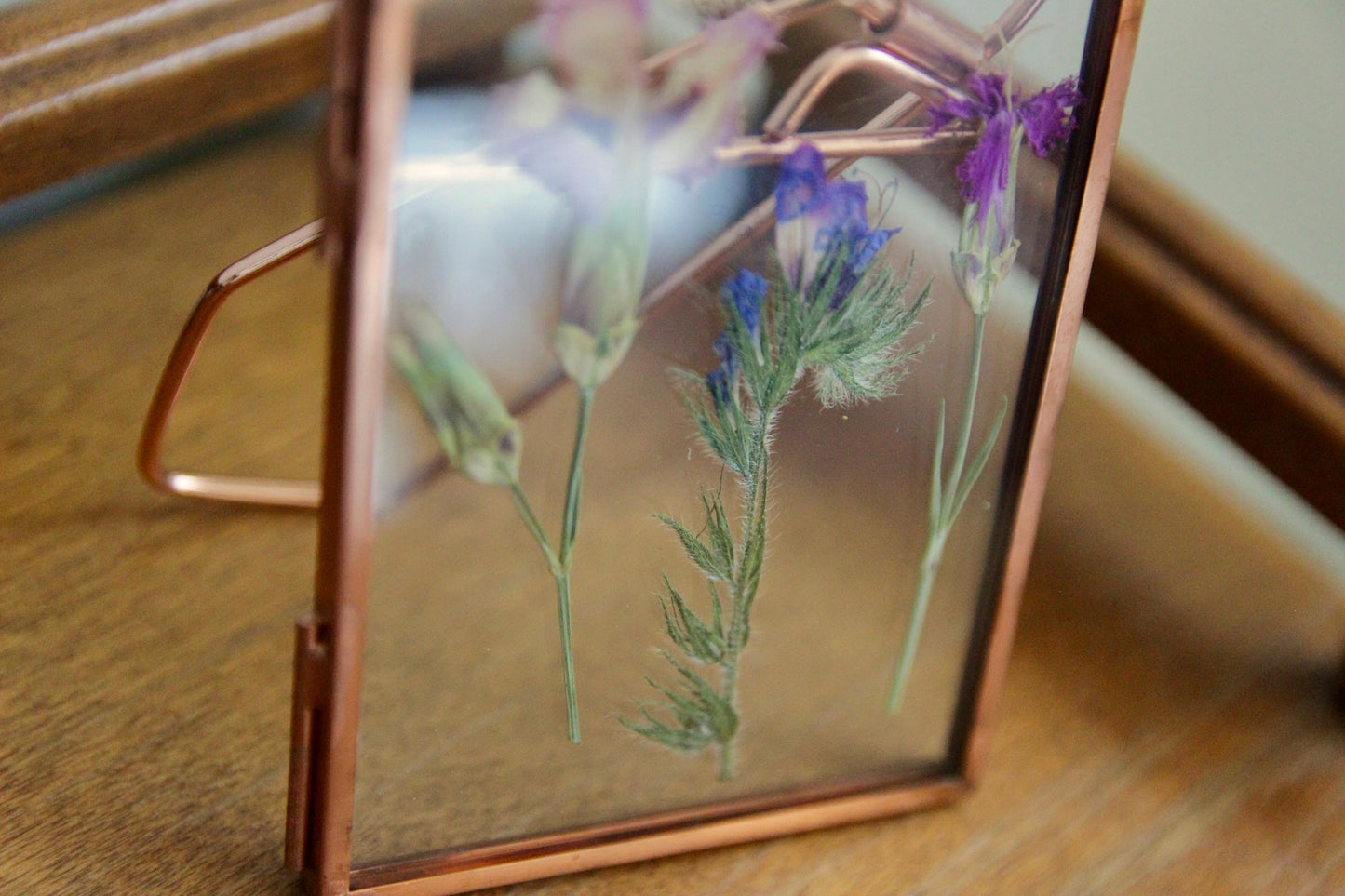 Pressed Flowers with Real Flowers in Rose Gold Frame, 3"x4"