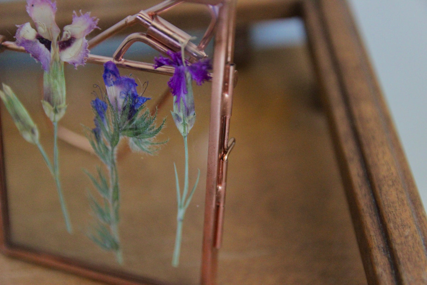 Pressed Flowers with Real Flowers in Rose Gold Frame, 3"x4"