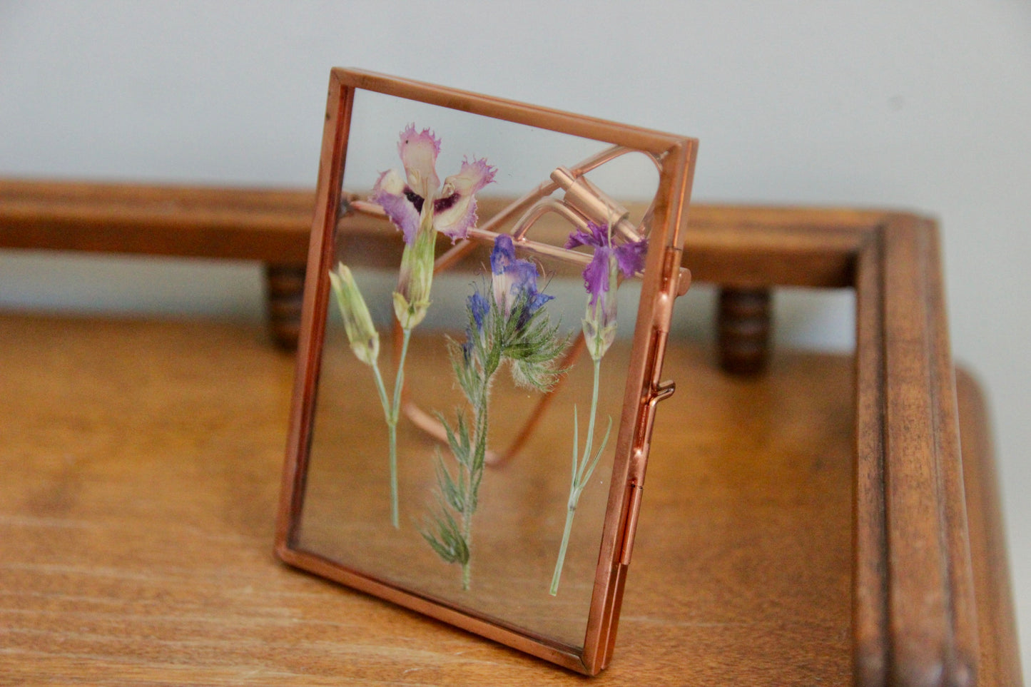 Pressed Flowers with Real Flowers in Rose Gold Frame, 3"x4"